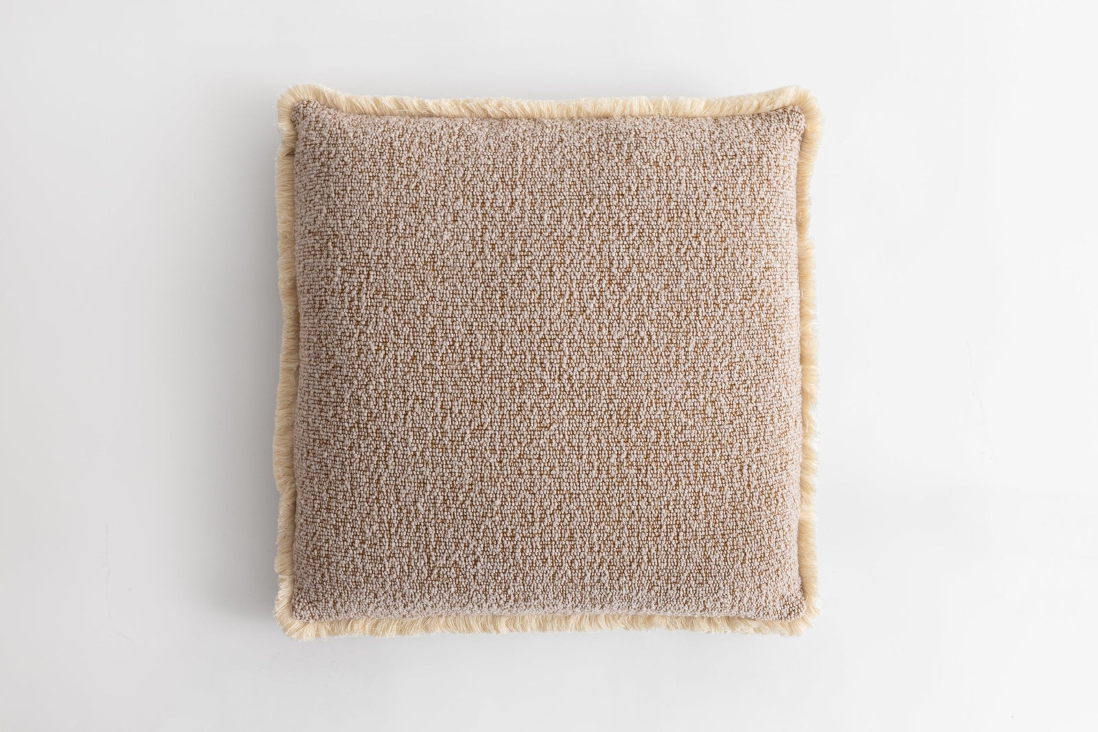 Bowie Square Cushion Sepia & Natural Fringe Wool Square 62 x 62cm Sepia & Natural