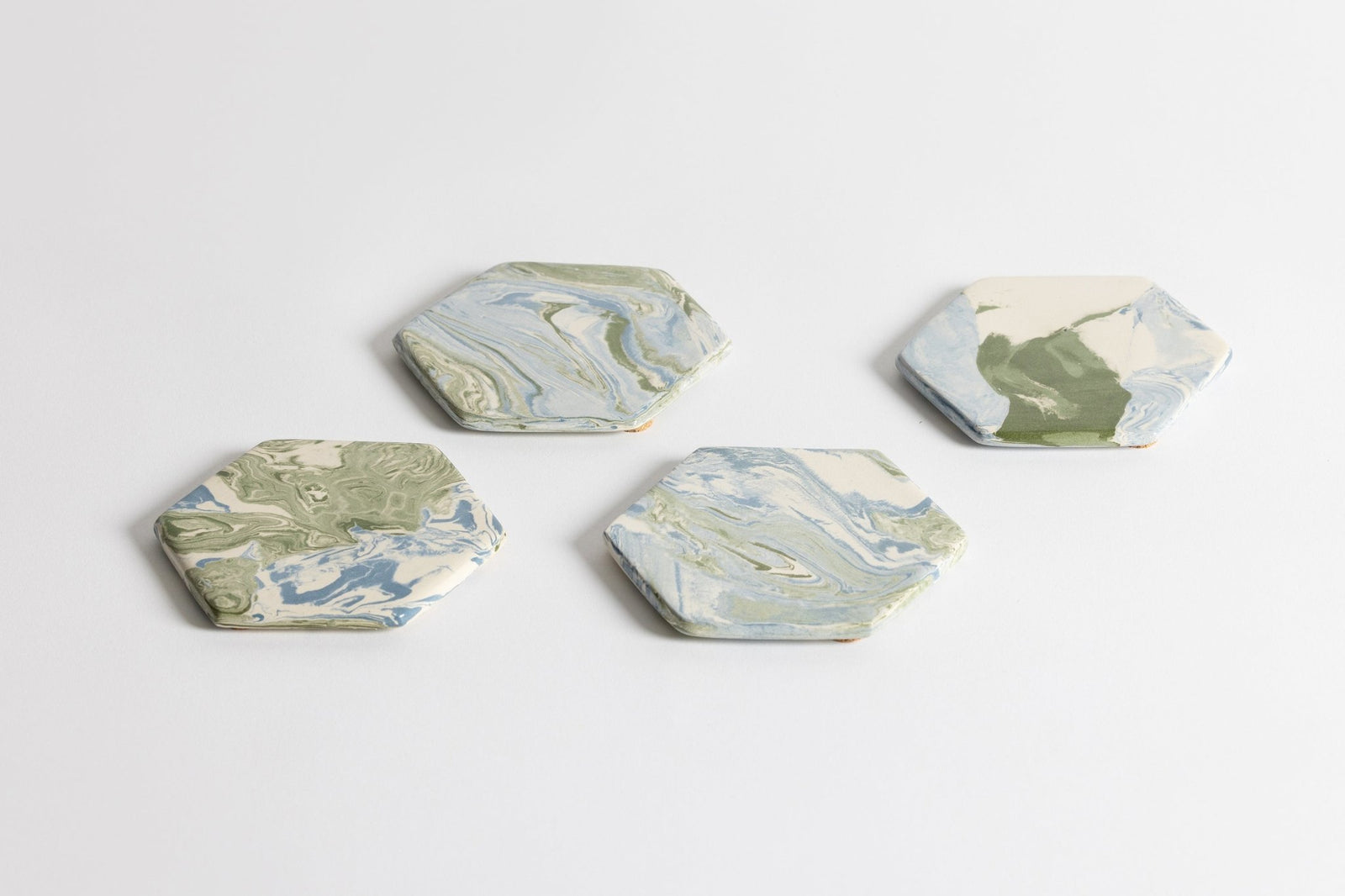 Coaster Set Ocean Coaster 10 x 1cm Set of 4 Blue Marbling